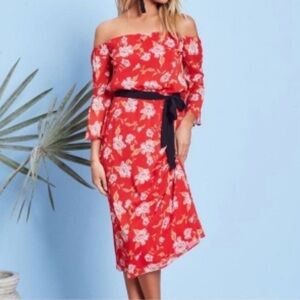 Lovers + Friends Floral Red Dress Boho Chic Vacation